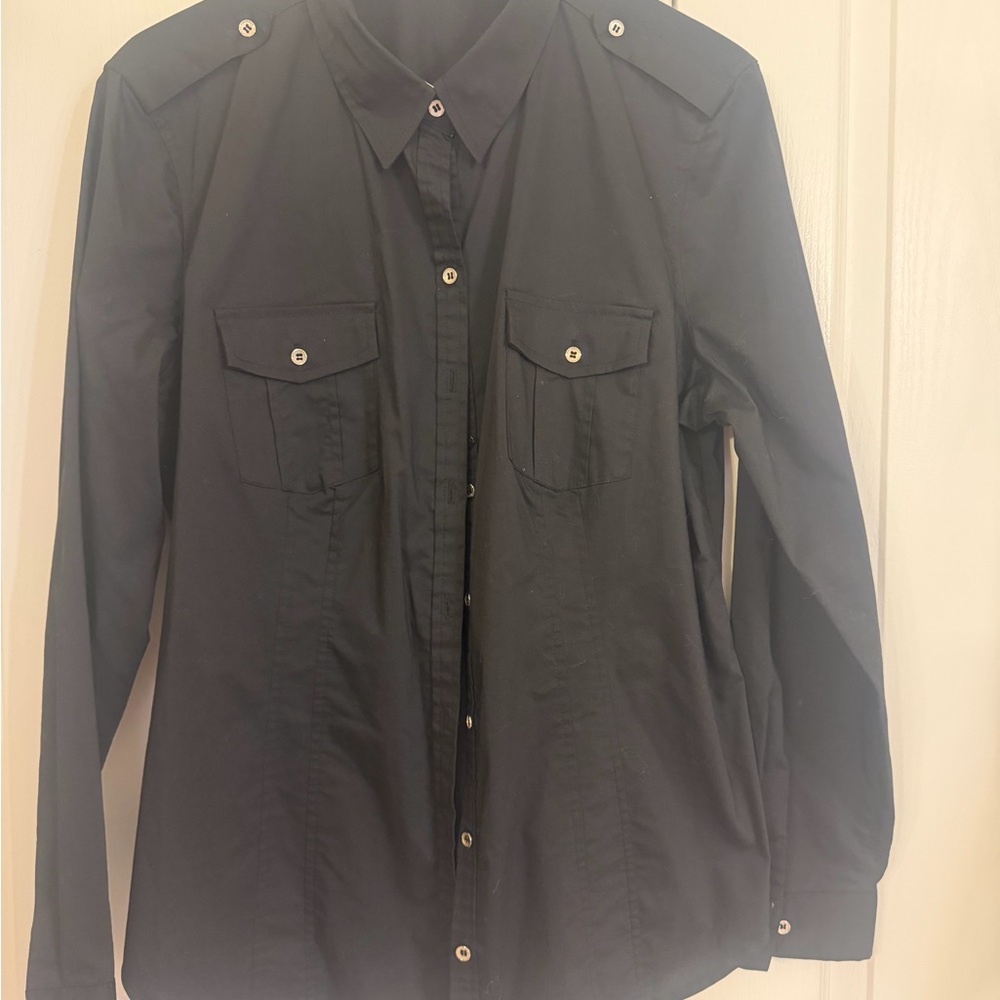 New York & Company Black Button Down Shirt